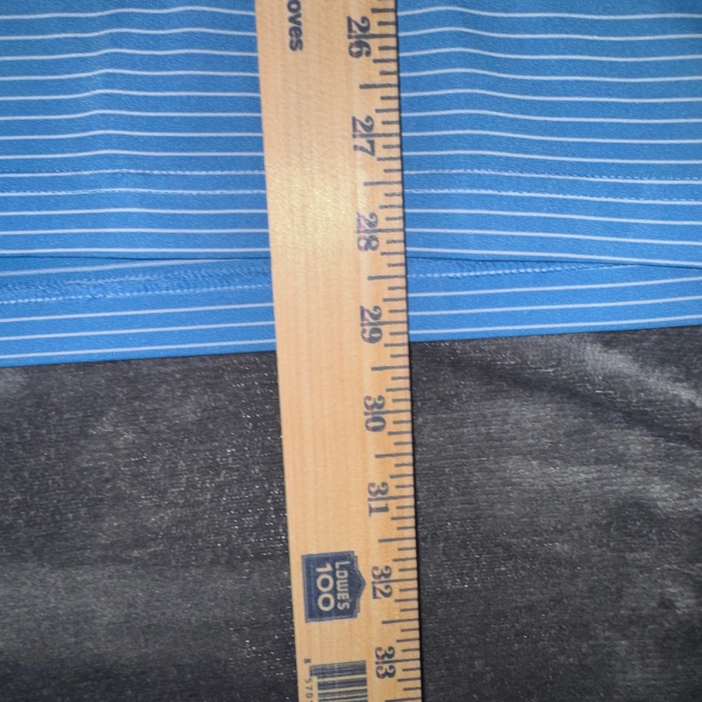 Men's Medium Adidas Golf Polo Light Blue Torrey Pines Striped Performance Shirt - Picture 6 of 7